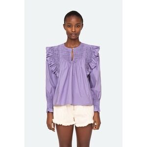 Sea New York Varsha Top Size M Lilac Balloon Sleeve Ruffle Smocked